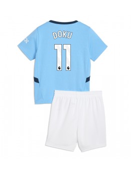 Manchester City Jeremy Doku #11 Dječji Domaci Dres kompleti 2024-25 Kratak Rukavima (+ kratke hlače)